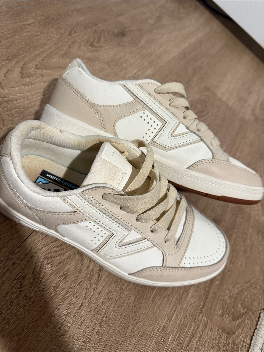 Vans Low-Top Lace Sneakers in Cream & White